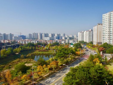 Kore'de Cheongju şehrinin kentsel peyzaj
