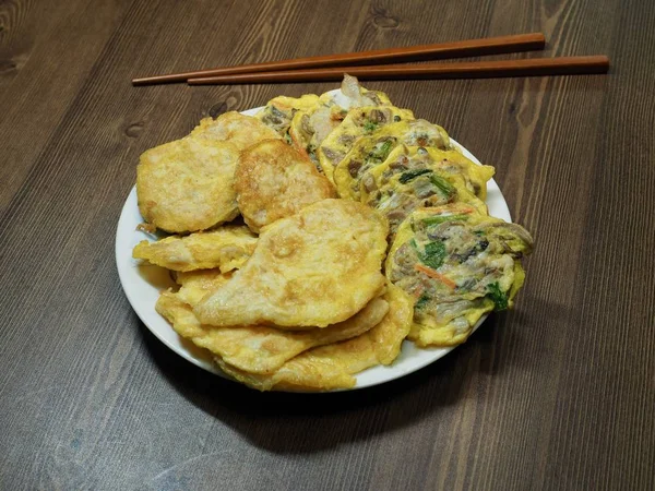 Modo Comida Coreana Jeon Panqueques Surtidos —  Fotos de Stock