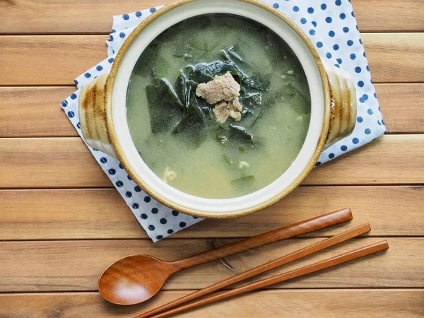 Korean Food Beef Seaweed Soup — Stock Photo, Image