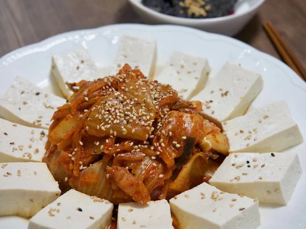 Koreański Jedzenie Tofu Kimchi — Zdjęcie stockowe