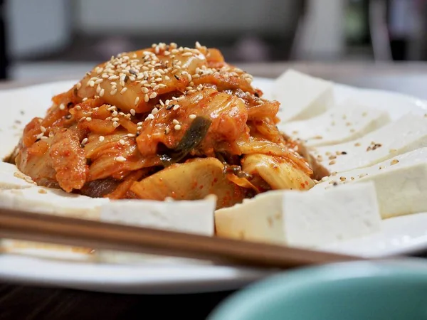 Comida Coreana Kimchi Tofu — Fotografia de Stock