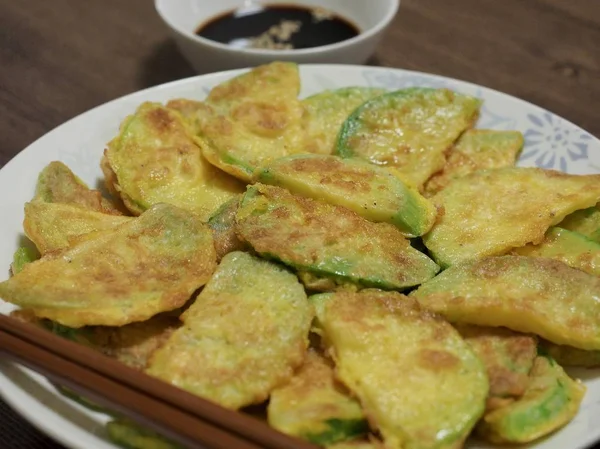 Comida Coreana Panqueque Calabaza Hobak Jeon — Foto de Stock