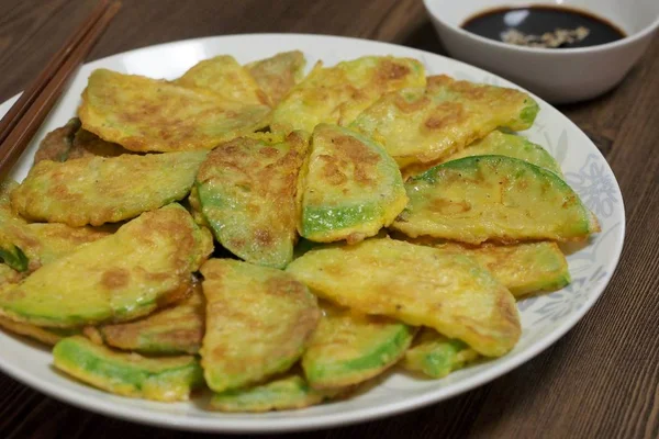 Koreanisches Essen Kürbis Pfannkuchen Hobak Jeon — Stockfoto