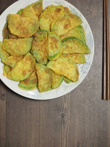 Comida Coreana Panqueque Calabaza Hobak Jeon — Foto de Stock