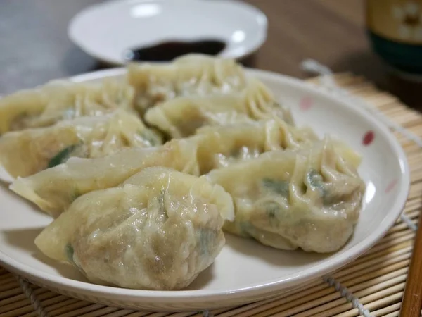 亚洲食品饺子 饺子和肉饺子 — 图库照片