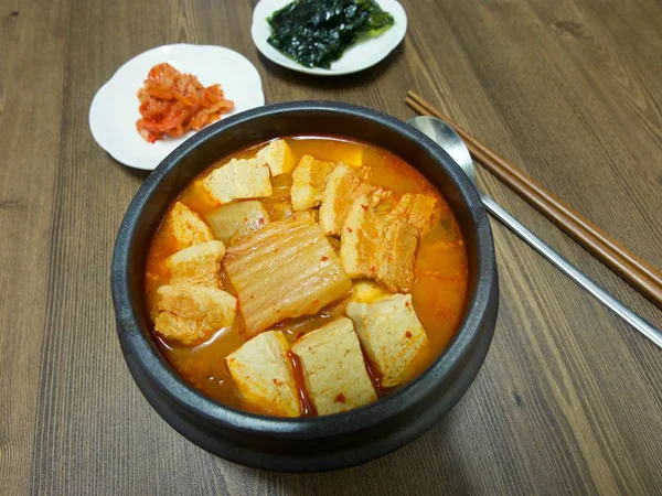 Makanan Korea Kimchi Rebus Kimchi Jjigae — Stok Foto