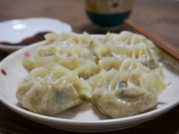 亚洲食品饺子 饺子和肉饺子 — 图库照片