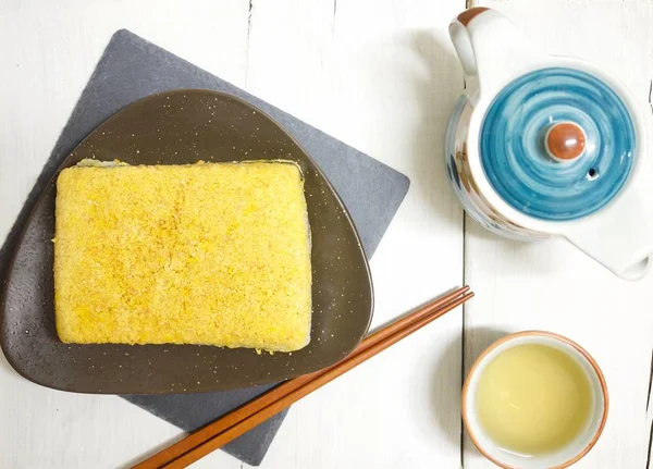 Comida Tradicional Coreana Pastel Arroz Vapor Amarillo — Foto de Stock