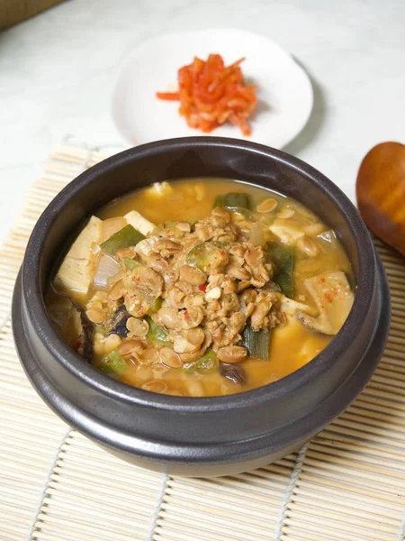 Comida Coreana Chungkukjang Comida Fermentada Soja — Fotografia de Stock