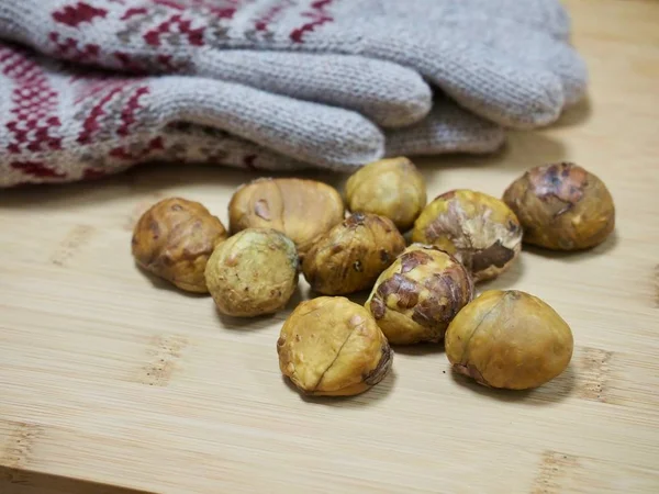 Koreanisches Essen Gebratene Kastanien Gunbam — Stockfoto