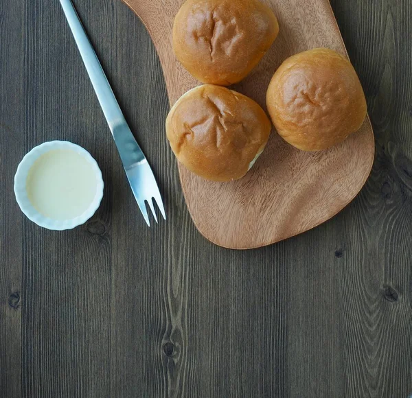 Ψωμί Πρωί Προϊόντα Ζαχαροπλαστικής Γυρίστηκε Στούντιο — Φωτογραφία Αρχείου