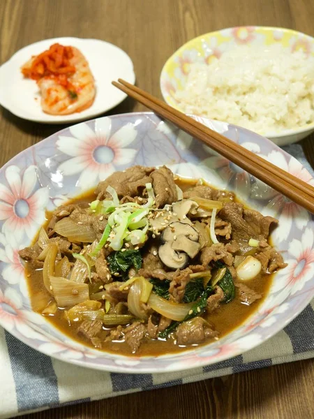 Asiatisches Essen Gewürztes Rindfleisch Bulgogi — Stockfoto