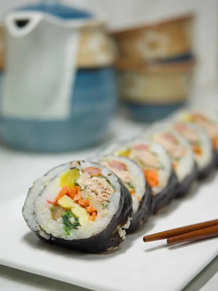 Kimbap Atún Comida Coreana — Foto de Stock