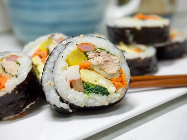 Korean Food Tuna Kimbap — Stock Photo, Image