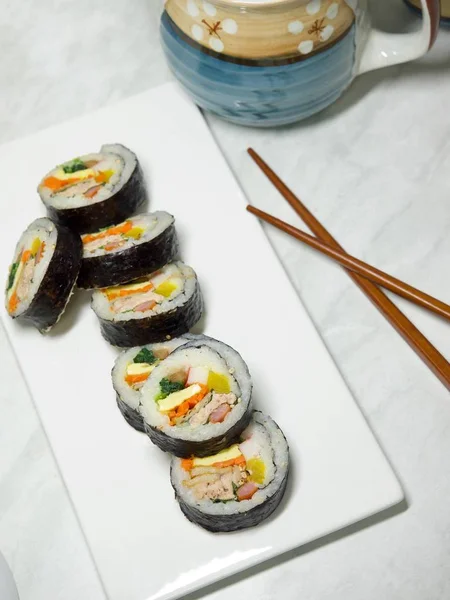 Korean Food Tuna Kimbap — Stok Foto