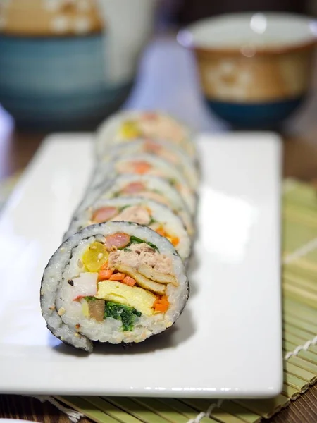 Korean Food Tuna Kimbap — Stock Photo, Image