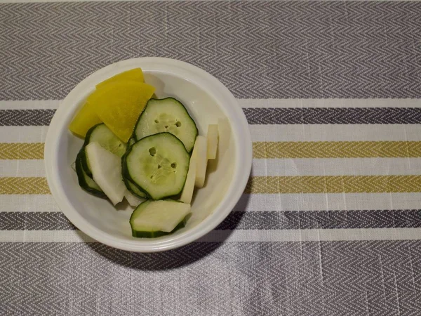 Komkommer Pickles Ingemaakte Radijs — Stockfoto