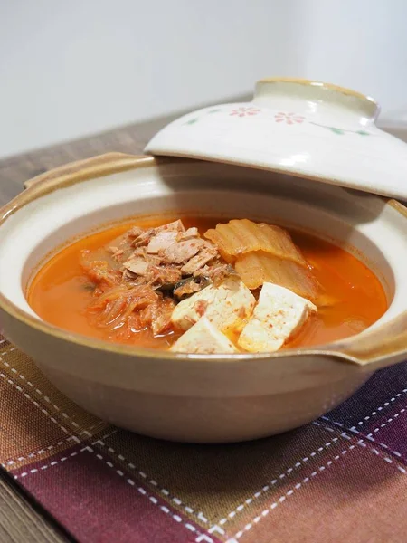 Comida Coreana Guisado Kimchi Kimchi Jjigae — Fotografia de Stock
