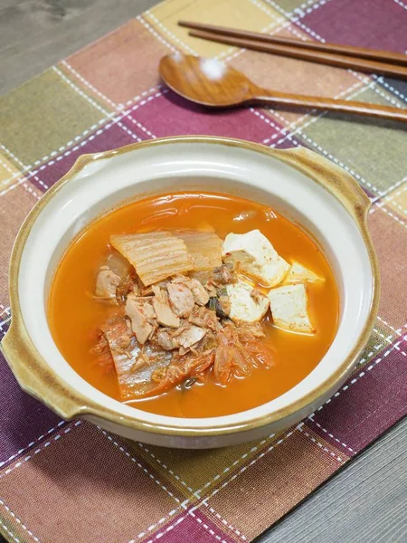 Тушеная Корейская Еда Кимчи Кимчи Джигэ — стоковое фото