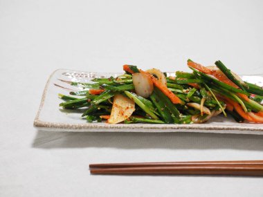 Soya sosu ile terbiyeli frenk soğanı frenk soğanı sezon, Kore Gıda