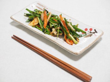 Soya sosu ile terbiyeli frenk soğanı frenk soğanı sezon, Kore Gıda