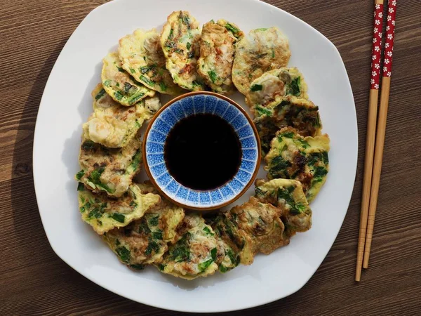 Comida Coreana Oyster Pancake Guljeon —  Fotos de Stock