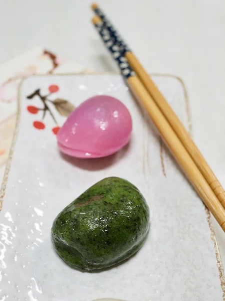 Comida Coreana Songpyeon Bolo Arroz Forma Meia Lua Tteok Vento — Fotografia de Stock