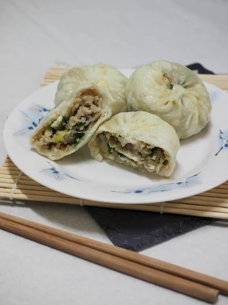 亚洲食品饺子 饺子和肉饺子 — 图库照片