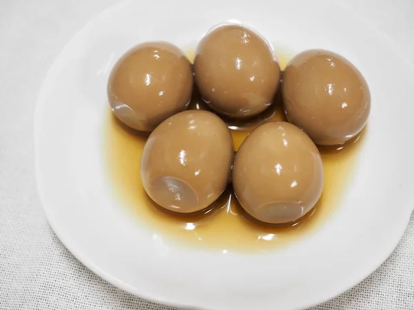 Азиатская Еда Соевый Соус Тушеные Перепелиные Яйца — стоковое фото