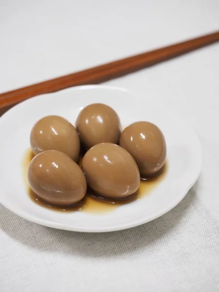 Asya Gıda Soya Sosu Kızarmış Bıldırcın Yumurtası — Stok fotoğraf