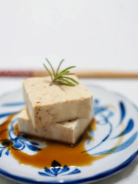 Asian food Fresh tofu and soy sauce