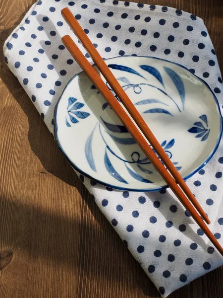 Porcelain Bowls Chopsticks — Stock Photo, Image