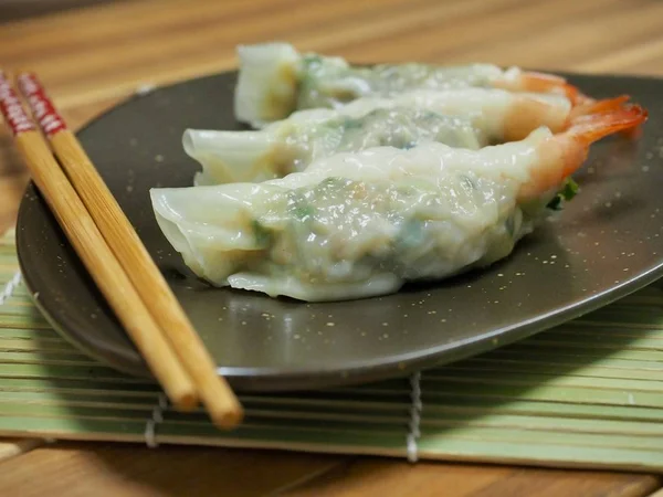 Comida Asiática Shrimpdumplings Shrimp Dim Sum — Foto de Stock