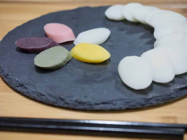 Корейская Еда Пять Цветов Бар Рисовый Пирог — стоковое фото