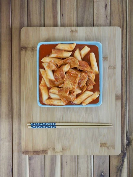 Koreaans Eten Roergebakken Rijstcake Tteok Bokki — Stockfoto