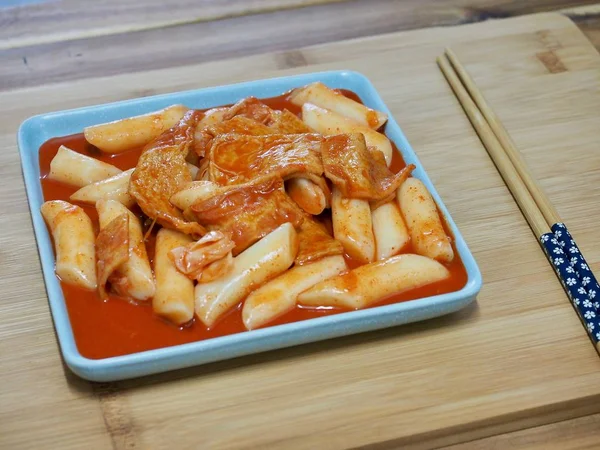 Comida Coreana Pastel Arroz Frito Tteok Bokki —  Fotos de Stock