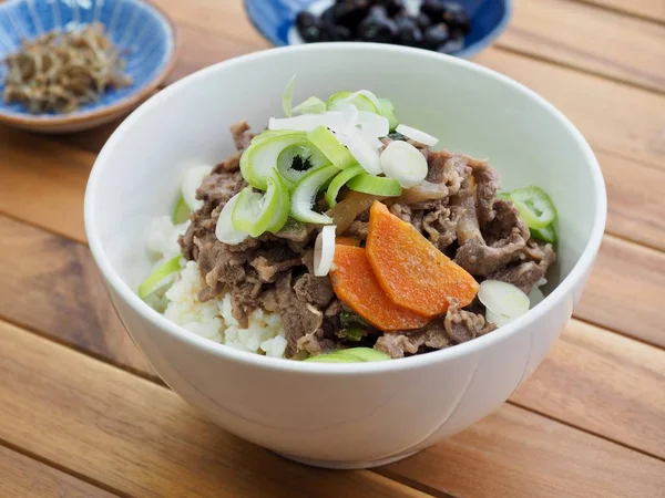 Nourriture Asiatique Bulgogi Riz Bol Riz Garni Bulgogi — Photo