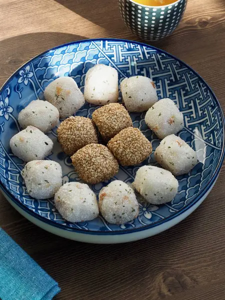 Asijské Potraviny Sezamový Lepkavá Rýže Dort Rýže Ballcake — Stock fotografie