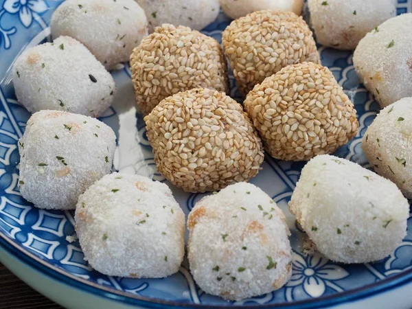 Asijské Potraviny Sezamový Lepkavá Rýže Dort Rýže Ballcake — Stock fotografie