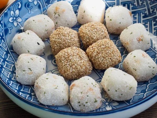 Asiatisches Essen Sesam Klebriger Reiskuchen Und Reiskuchen — Stockfoto