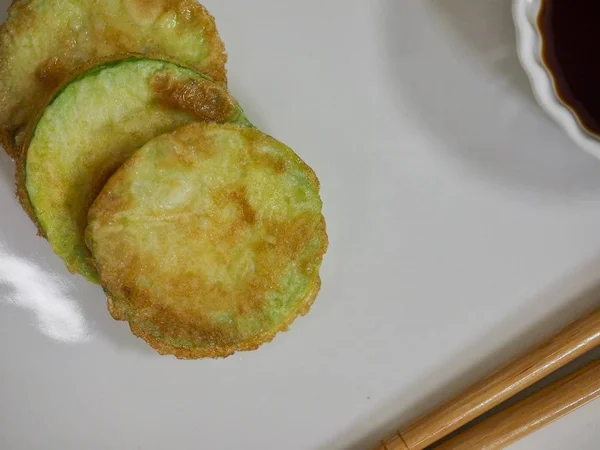 Koreanisches Essen Kürbis Pfannkuchen Hobak Jeon — Stockfoto