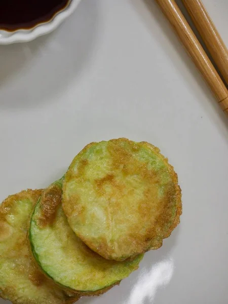 Koreaans Voedsel Pompoen Pannenkoek Hobak Jeon — Stockfoto