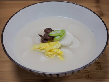   Kore yemeği pirinç kek çorba, tteokguk, Slicedrice Cakesoup