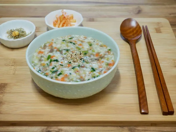Korejské Jídlo Hovězího Masa Zeleniny Rýžovou Kaši — Stock fotografie