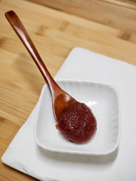 Fuentes Coreanas Pasta Pimiento Rojo Salsa Pasta Pimiento Rojo —  Fotos de Stock
