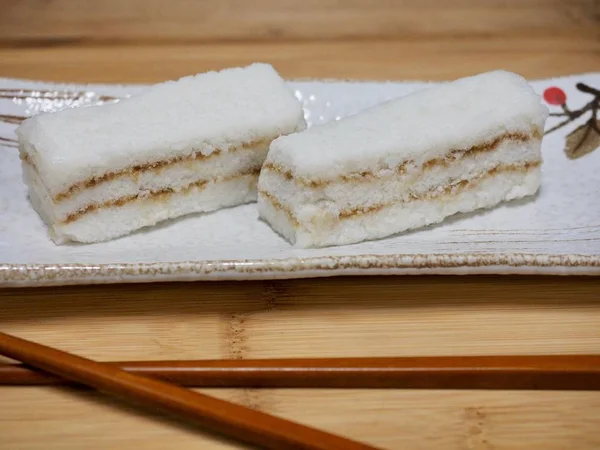 Comida Coreana Pastel Arroz Blanco Nieve — Foto de Stock