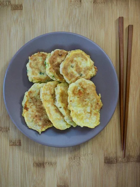 Modo Comida Coreana Jeon Panqueques Surtidos Albóndigas Estilo Coreano —  Fotos de Stock