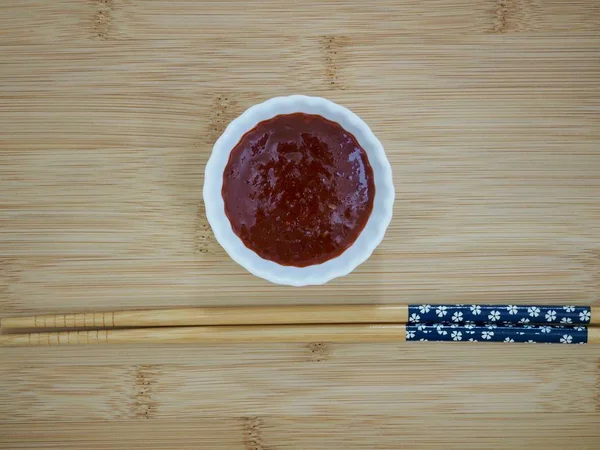 Korejské Zdroje Redchili Pepř Pasta Octem Choseon Gochujang — Stock fotografie