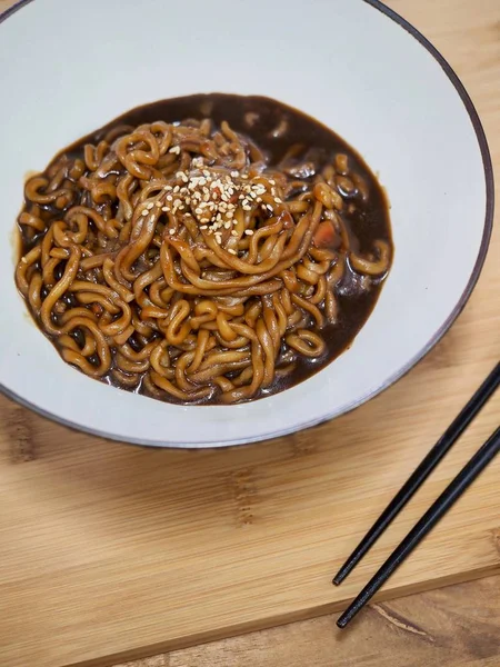 Korejské Jídlo Instant Jajangmyeon — Stock fotografie