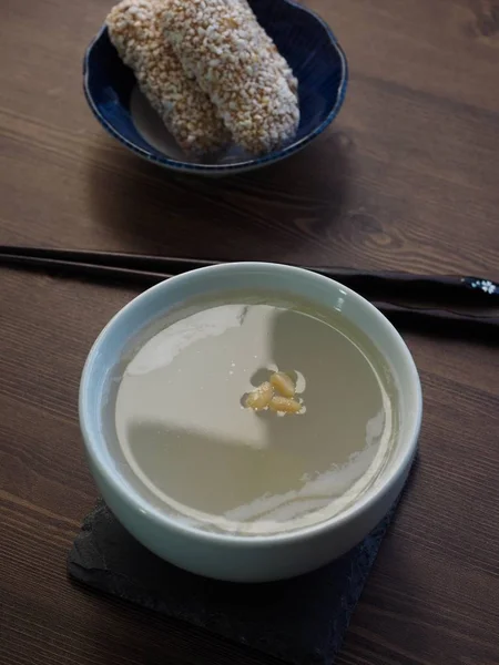 Koreanisches Traditionelles Getränk Sikhye Sweetricedrink Und Hangwa — Stockfoto